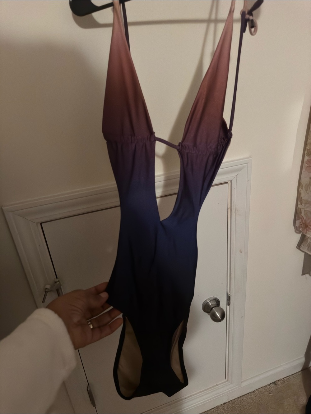 Victoria's Secret Beige and Navy Swimsuit with Pink Label